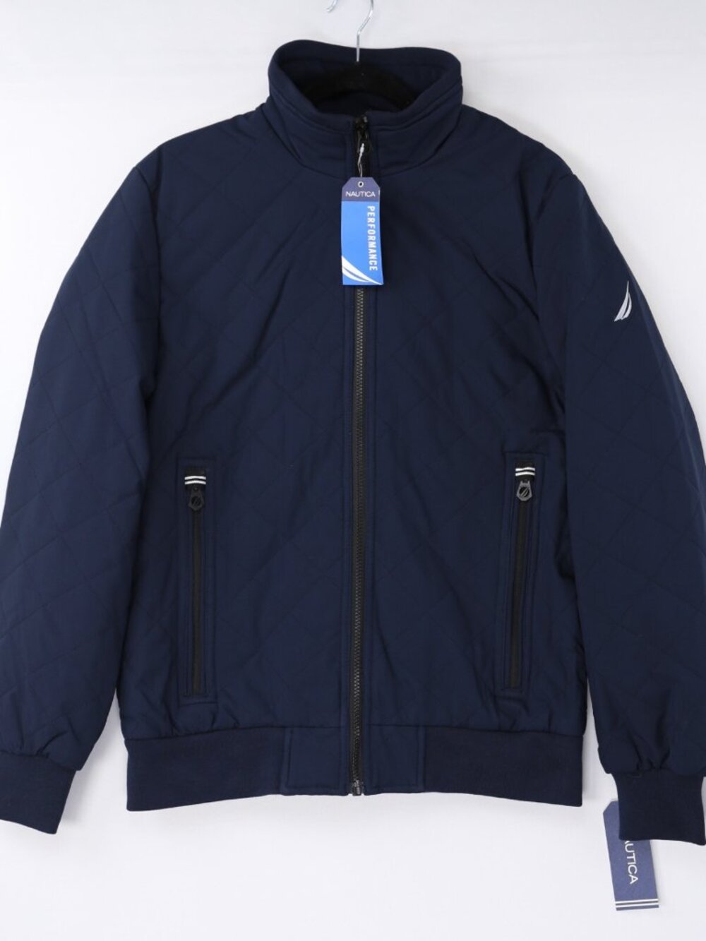 Nautica Bomber Jacket Performance Stretch Water Resistant Navy Blue